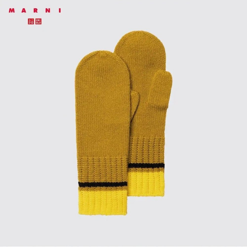 Knitted Mitten Gloves - Uniqlo and Marni, Color Mustard